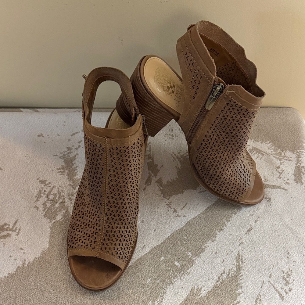 Vince Camuto Brown Open-Toe Wedge